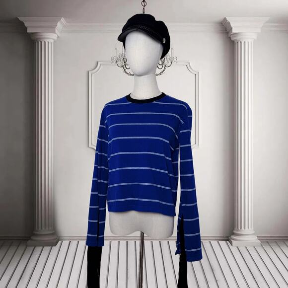 Women's Noir Contemporain Striped Long Sleeve Tee (Navy OS) - Picture 1 of 6